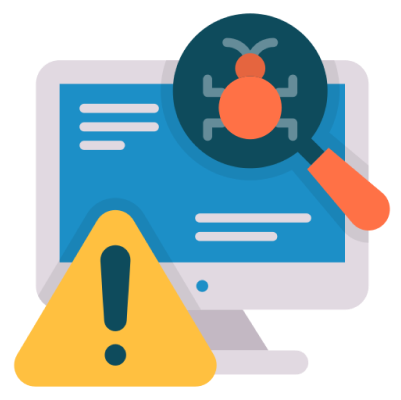 Illustration of a computer with bugs