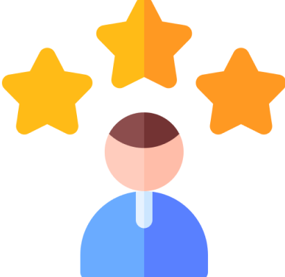 Illustration of an employee and three stars above him